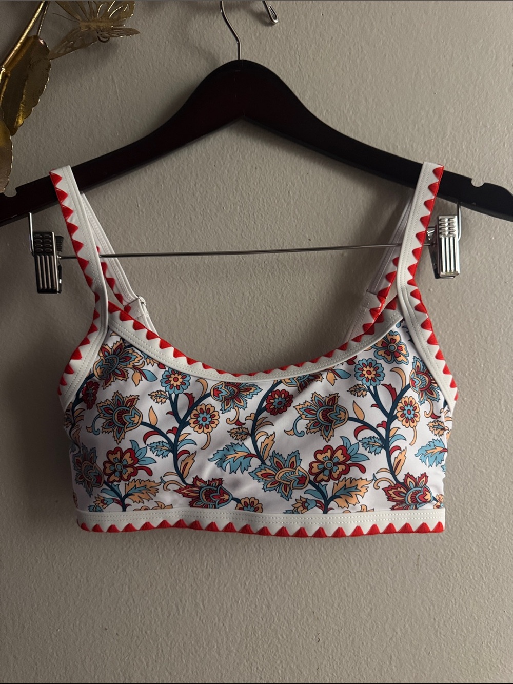 White Bikini Top with Red Accents